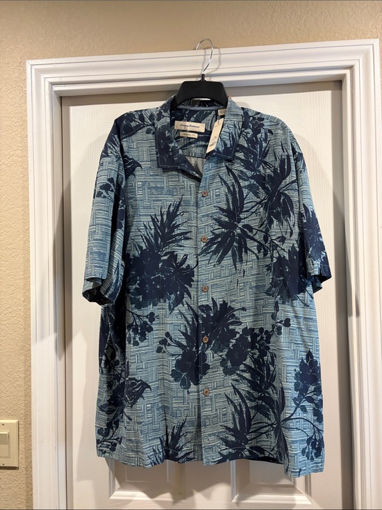 Tommy Bahama Other - Tommy Bahama Light Blue and Navy Tropical Button-Down Shirt Silk NWT size XXL